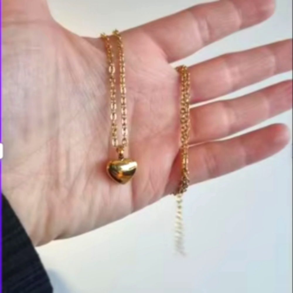 stainless steel gold plated heart necklace
